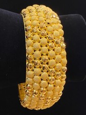 Schön Dubai Handgefertigte 24,60 MM Armreif Armband In 916 Solide 22K Gelbgold