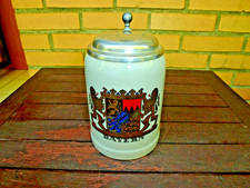 ## Bierkrug Wappen Bayern - Bayerischer Löwe - Zinndeckel -  0,5 l Eichmarke ##