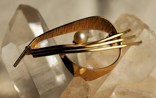 Vintage perlen brosche teka - vintage,