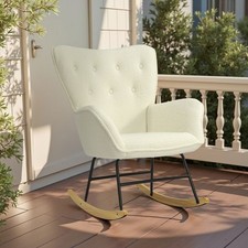 Schaukelstuhl Schaukelsessel mit Armlehne Teddystoff Stillsessel Schwingsessel