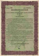 AEG UNION Elektrizitäts Gesellschaft 1936 Wien Österreich Aktie 750 Schilling