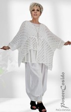 Überwurf Tunika Shirt Strick LAGENLOOK weiss 46 48 50 52 54 56 58 L XL XXL XXXL