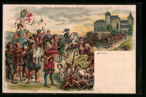 Lithographie mylau rückkehr - mylau,,