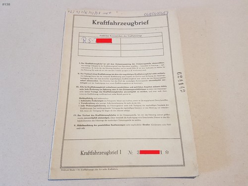 Fahrzeugbrief kfz brief 1967 - kfz,