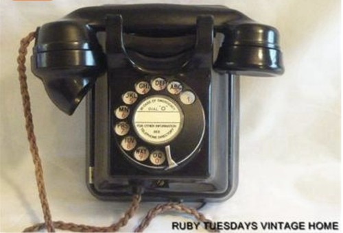 Vintage bakelit wandtelefon - bakelit,
