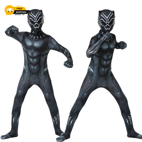 Kids black panther costume - black,
