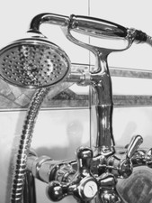 Wannenfüllarmatur Chrom Retro Zweigriffarmatur Handbrause Schlauch 1,50m