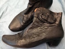 Damen Schuhe, Stiefeletten, Leder, THINK!, AIDA, Schwarz Gr. 40, gepflegt