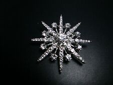 Vintage Brosche Anstecknadel Stern Sternenstaub Strass Steine silber gold 