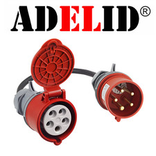 CEE Adapter Phasenwender 32A CEE Stecker auf 16A Kupplung Starkstrom Kabel 0.5m