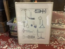 Vintage Lithographie um 1950 Wand Barware Bar Deko Korkenzieher / Korken / Flasche sehr guter Zustand