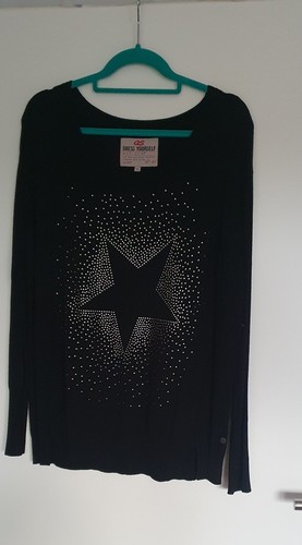 Langarmshirt schwarz mit - m,