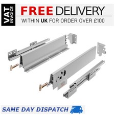 Soft Close Küchenschubladenbox Seitenteile / Schubladenführungen (alle Größen) grau oder weiß