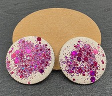 Ohrstecker Beton Glitzer Glitter Handmade Edehlstahl Lila