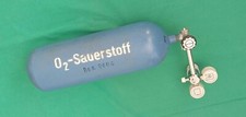 alte Sauerstoffflasche Dräger 5 Liter mit Füllung und Druckminderer (ohne TÜV)