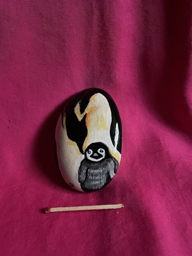 Pinguin mit baby handbemalter - baby,,