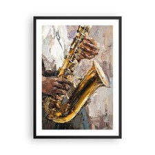 Wandbilder 50x70cm Poster Saxophon Öl Musiker Wandposter Bilder Art Wanddeko