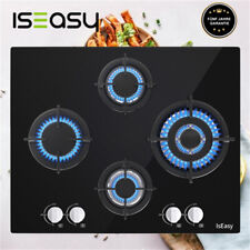 Glas Gaskochfeld Autark 64cm 4 Flammig Einbauherd Glaskeramik Propan / Erdgas