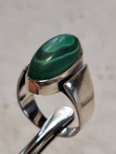 Ringe Silber 925 Vintage 60er 70er Jahre grüner Malachit Gr. 49 / 15,6 mm