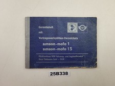 Garantieheft Werkstattverzeichnis Simson Mofa 1 1S 1971 DDR Oldtimer #25B338