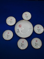Plankenhammer Floss Porzellan Schale und Teller Goldrand 7teilig Rosen - Dekor 