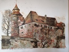 Original LITHO 40/150 handsigniert von Brigitta Heyduck, Nürnberger Burg