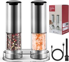 2er Pfeffermühle Set Elektrisch Gewürzmühle mit Keramikmahlwerk Salzmühle USB