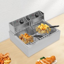 Friteuse Fritteuse Frit?se Edelstahl Gastro Profi 2x6L Elektro Fettbackger?t DE