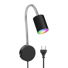 Leselampe WAIKA mit Schwanenhals, Stecker, Schalter, inkl. Smart Home RGBW GU10