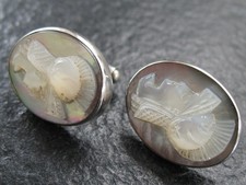 Manschettenknöpfe Silber 800 Handarbeit Unikat mit Perlmutt Gemme 