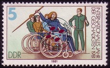 2621 Jahr der Behinderten 5 Pf Rollstuhlfahrer O