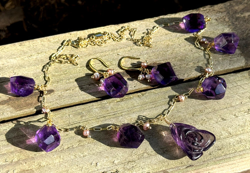 Set kette ohrringe amethyst - set,