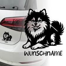 Zwergspitz Auto Aufkleber | Pomeranian Hund Spitz | Wunschname | Sticker 901