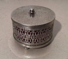 Antike / alte Zinndose ,Schmuckdose Stadt Ansicht, Straßburg, Französisch ￼d.7,5