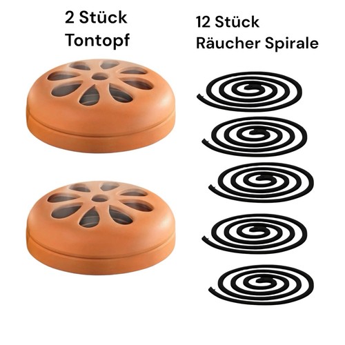 12x räucher spirale 2xtontopf - 12x, räucher-spirale