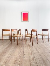 6 Dänische Mid Century Teak Stühle, Danish Design Niels Møller #77, J.L. Mollers