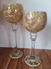 Set 2teilig Mosaik Windlicht Glaskelch Teelichthalter Kelchform Glas wie NEU