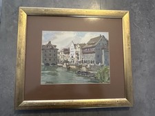 Aquarell stadtansicht gerahmt - aquarell,
