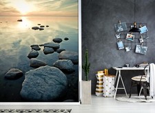 3D See Steine Q7697 Tapete Wandgemälde Fototapete Selbstklebend Kay