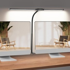 24W Schreibtischlampe LED Doppelkopf Tischlampe Leselampe Büroleuchte Dimmbar DE