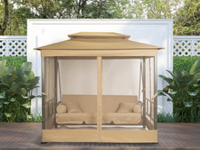 Hollywoodschaukel Toskana Gartenschaukel Schaukelliege Gartenliege Moskitonetz