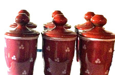 Strehla Keramik Steingut 6 Becher Saftbecher Bowle Becher weinrot-Mod. 1478 DDR