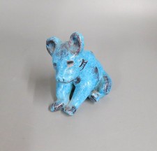 Antike Figur 12 cm Türkis Hund Bär Türkis  KARLSRUHER MAJOLIKA 