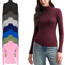 Damen Frauen Langarm Gerippt