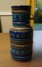 Bitossi Vase Keramik Aldo Londi Italy Rimini Blue 26 cm vintage Midcentury