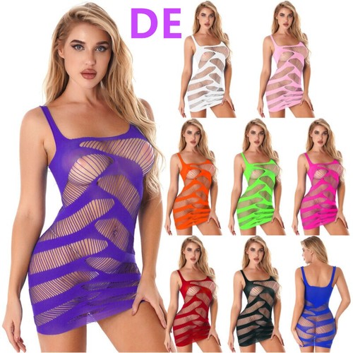 Damen fischnetz minikleid - de,