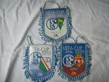 3 Schalke 04 Wimpel Banner Uefa Cup 2002 / 2003 Warschau Krakau Gomel