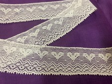 alte Plauener Spitze,sehr zart 100x4cm, Weiß Bw Puppenkleidung Brocante