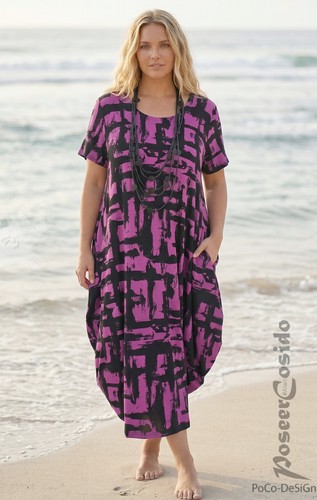 Lagenlook ballon kleid - lagenlook, kurz-u