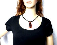 Kurze Kette mit Tropfenanhänger~ XXL~ Modeschmuck Kette~ Bandkette ~ Halskette